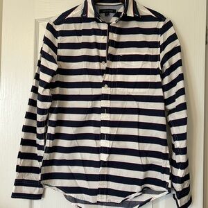 Tommy Hilfiger Blue and White Casual Button Down Shirt